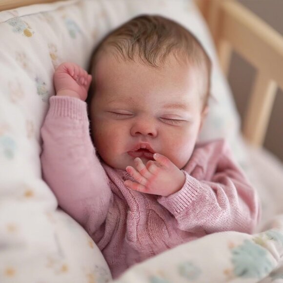 Realistic Reborn Baby Doll Girl 18 Inch Sleeping Newborn Lifelike Cloth Body - Picture 3 of 5